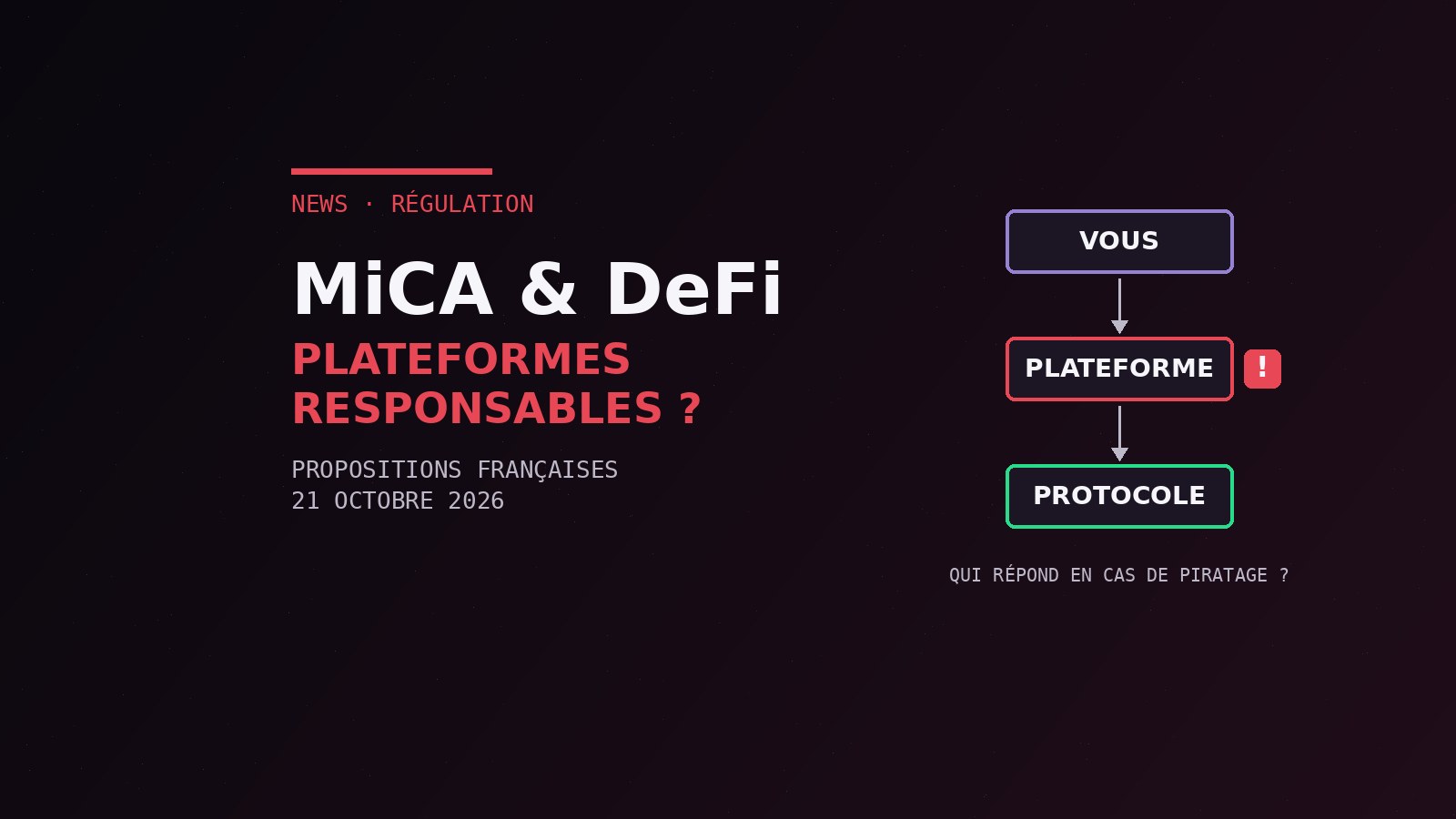 MiCA : la France veut encadrer l'accès DeFi