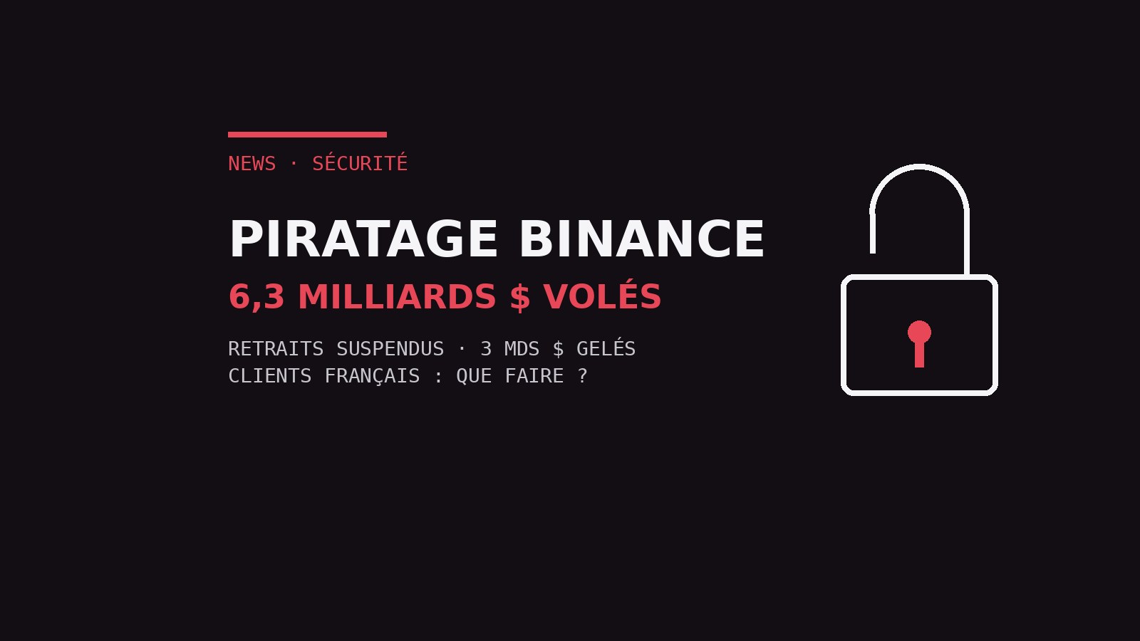 Piratage Binance : 6,3 milliards de $ volés